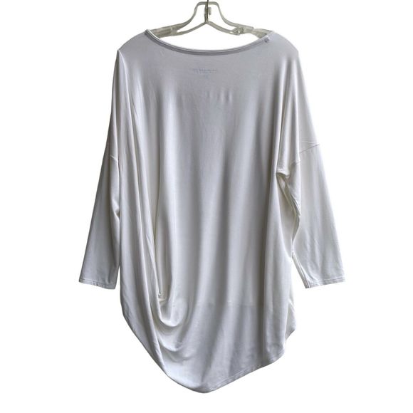 Soft Surroundings Top White M Crew Neck Long Sleeve Back Draped Knit Jersey NWT - Picture 2 of 6